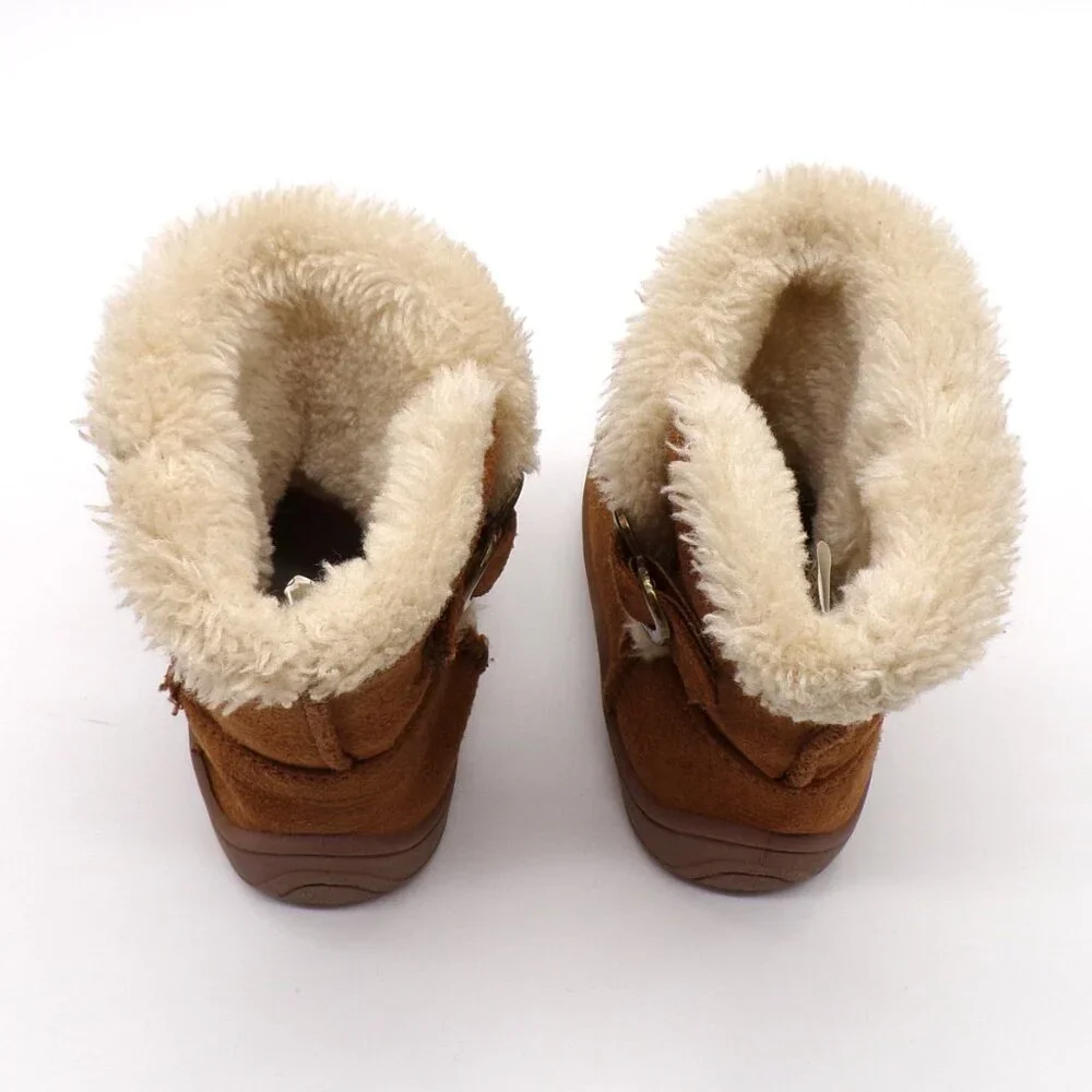 Garanimals Toddler Brown Boots Sz 3 Faux Suede Fur Lined Heart Buckle Play READ